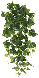 Planta Artificial Folhagem Jiboia Pendentes Real Toque X133 Verde Creme 90cm