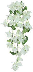 Planta Artificial Folhagem Bougainville Pendente X93 Branco 75cm