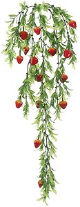 Planta Artificial Folhagem Morango Pendente X14 Vermelho 75cm