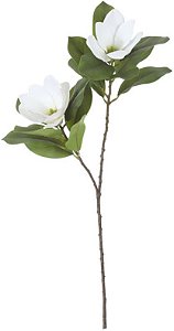 Planta Artificial Folhagem Haste Magnolia Real Toque X2 Branco 69cm