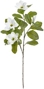 Planta Artificial Folhagem Haste Magnolia Real Toque X4 Branco 1m