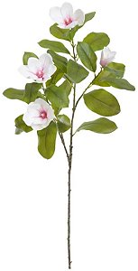Planta Artificial Haste Magnolia Real Toque X4 Branco Rosa 1m