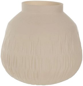 Vaso Decorativo Vidro Com Textura Bege Escuro 20cm