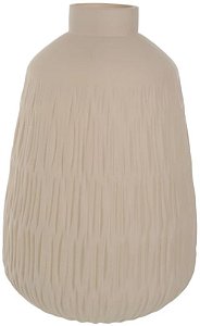 Vaso Decorativo Vidro Com Textura Bege Escuro 32,5cm