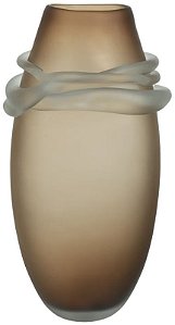 Vaso Decorativo Vidro Com Aplicacao Marrom 36cm