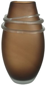 Vaso Decorativo Vidro Com Aplicacao Marrom 31,5cm