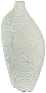 Vaso Decorativo Poliresina Folhas Off White 30cm
