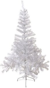 Planta Artificial Arvore Natal 350 Tips C/Base Metal Branco 1.5m