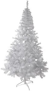 Planta Artificial Arvore Natal 910 Tips C/Base Metal Branco 2.1m