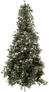 Planta Artificial Arvore Natal Berry E Pinha C/Neve 1077 Tips 350 Leds C/Base Metal Verde 2.10m