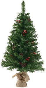 Planta Artificial Arvore Natal Berry E Pinha 141 Tips C/Base Juta Verde 90cm