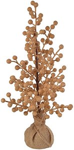 Planta Artificial Arvore Natal Berry C/Juta Dourado 45cm