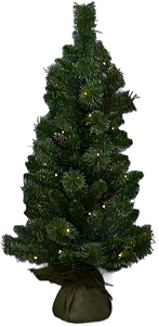 Planta Artificial Arvore Natal C/Led E Pinha 108 Tips C/Base Juta Verde 90cm