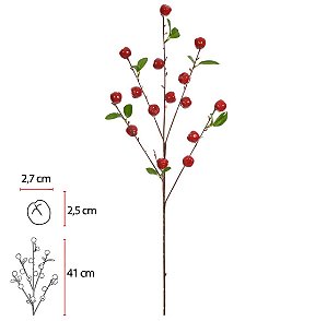 Planta Artificial Galho Fruta X16 (vermelho) 85cm