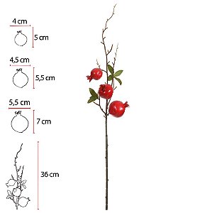 Planta Artificial Galho Fruta X3 (vermelho 2T) 67cm