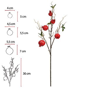 Planta Artificial Galho Fruta X5 (vermelho 2T) 80cm
