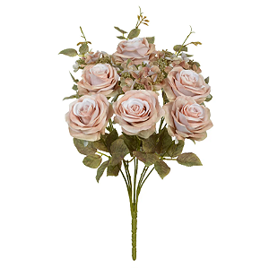Buque Artificial Rosa Hortensia C/Proteção UV X9 (cha 2t outono) 48cm