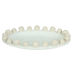 Centro De Mesa Decor Ceramica Balls (branco bege) 7X39X28cm