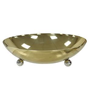 Centro De Mesa Aço Inox Balls Com Pe (dourado prata) 9cm 27,5d