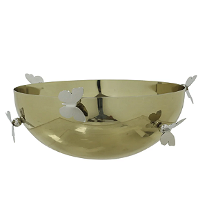 Centro De Mesa Aço Inox Borboletas (dourado prata) 10,5cm 23d