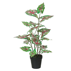 Planta Artificial Arvore Caladium C/Pote Real Toque X19 (verde rosa) 53cm