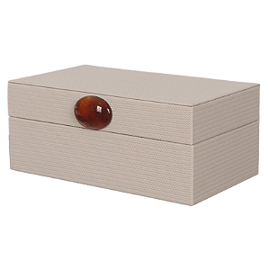 Caixa Decorativa Mdf Com Revest Pu (off white) 20X12X8,5cm