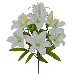 Buquê Flor Artificial Lírio Branco 45cm