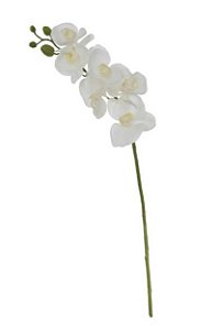 Haste Flor Artificial Orquídea Phalaenopsis Real Toque X6 Branco 70cm