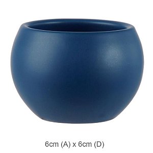 Vaso Cerâmica Redondo Azul Royal 6cm