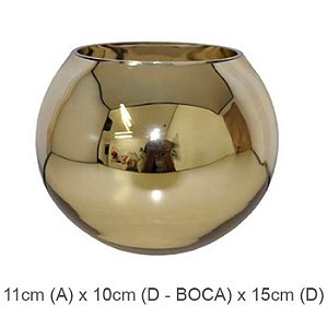 Vaso Vidro Aquário Espelhado Dourado 11cm