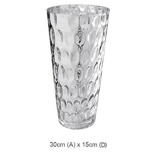 Vaso Vidro Decorado Prata 30cm