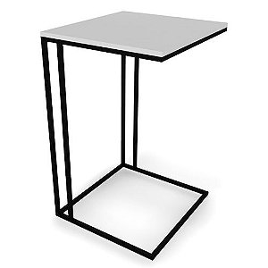 Mesa de Apoio Lucy Preta com Tampo Branco