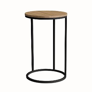 Mesa Lateral redonda Kira de ferro Preto e Truffel