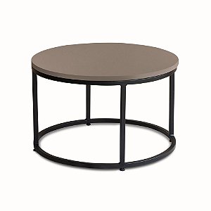 Mesa de Centro redonda Kira Preto com tampo Cinza Gianduia
