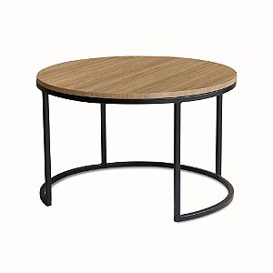 Mesa de Centro redonda Kira 63cm - Preto com tampo Truffel