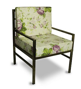 Poltrona Zara de Ferro Ouro Velho - Estofado Floral