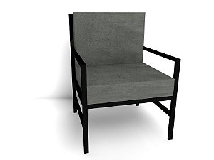 Poltrona Zara de Ferro Preta - Estofado Cinza