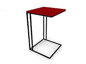 Mesa de Apoio Lucy Preta com tampo Vermelho
