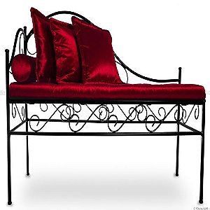 Lounge de Ferro Preto com Estofado Vermelho