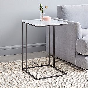 Mesa de Apoio Lucy Preta com tampo Branco