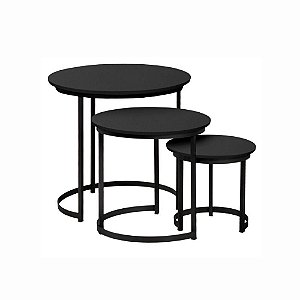 Trio de Mesas Lateral Kira Preto