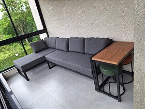 Kit Sofá de Ferro Maite com Chaise e Mesa lateral