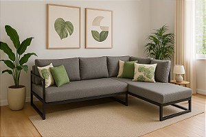SOFÁ DE FERRO COM CHAISE 2,05x1,45