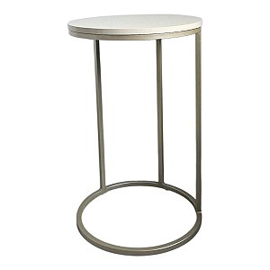 Mesa de Apoio Lateral Sofá Kira de ferro Champanhe com tampo OffWhite