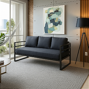 Sofá Maitê 3 Lugares em Ferro com Estofado Impermeável