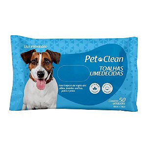 Lenços Umedecidos Para Cães Gatos C/50 Toalhas Pet Clean