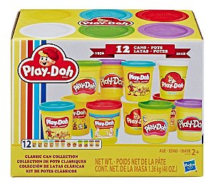 Kit De Massinha Play-doh Coleção Clássicos C/ 12 Potes Retrô