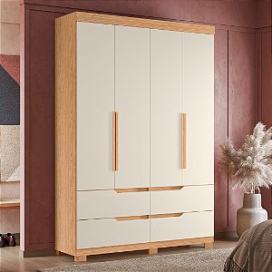 GUARDA ROUPA DOBLE 4 PORTAS E 4 GAVETAS  2.30X1.60X0.47 CINAMOMO/ OFF WHITE
