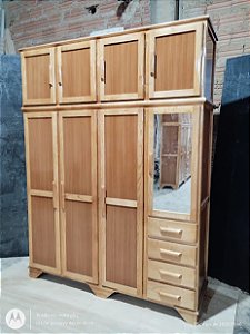 GUARDA ROUPA DE MADEIRA 4 PORTAS 1.65 X 2.15 X 0.50