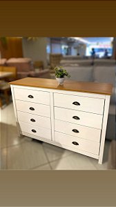 CÔMODA 8 GAVETAS 1.25 X 0.85 TOPAZIO COR BRANCO/FREIJO